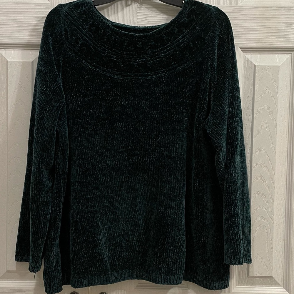 Dark greenish knit felt sweater